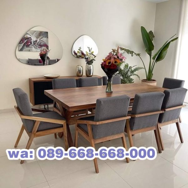 Meja Kayu Jati Minimalis Ukuran 220 X 98 Cm