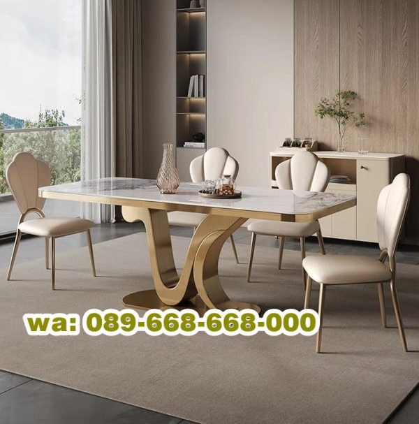 Meja Makan Stainless Gold Modern