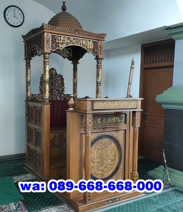 Mimbar Masjid Kubah Kayu Jati Pintu Samping