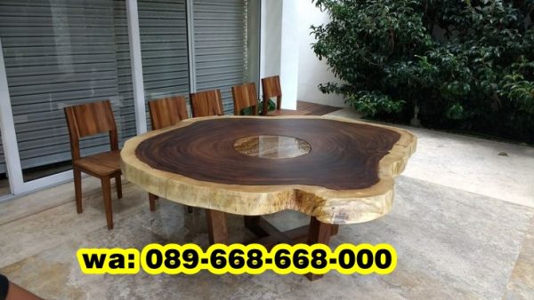 Meja Kayu Bulat