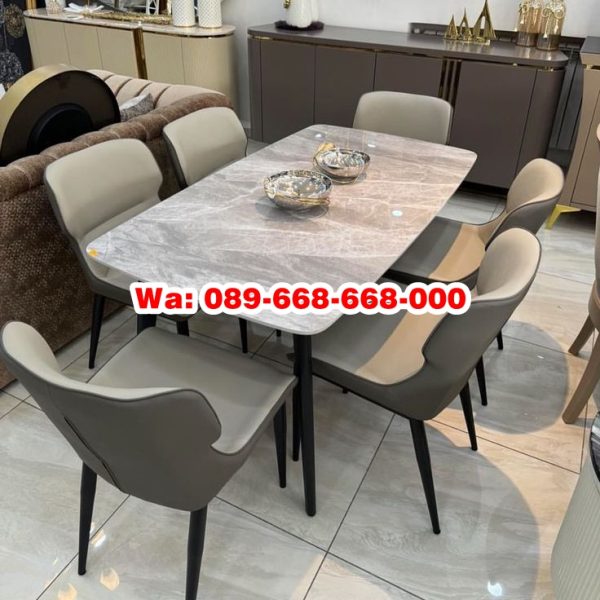 Meja Makan Marmer Cantik 6 Kursi