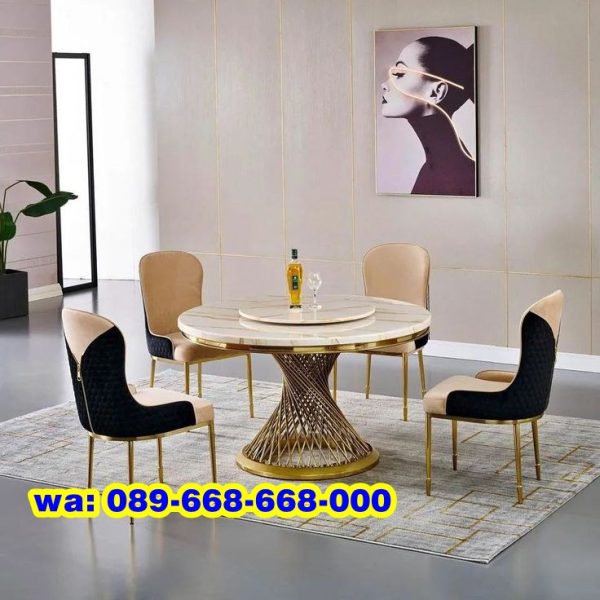 Meja Marmer Bulat Stainless