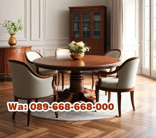 Meja Bulat Kayu Jati