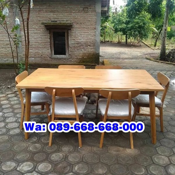 Meja Kayu Jati Modern 6 Kursi