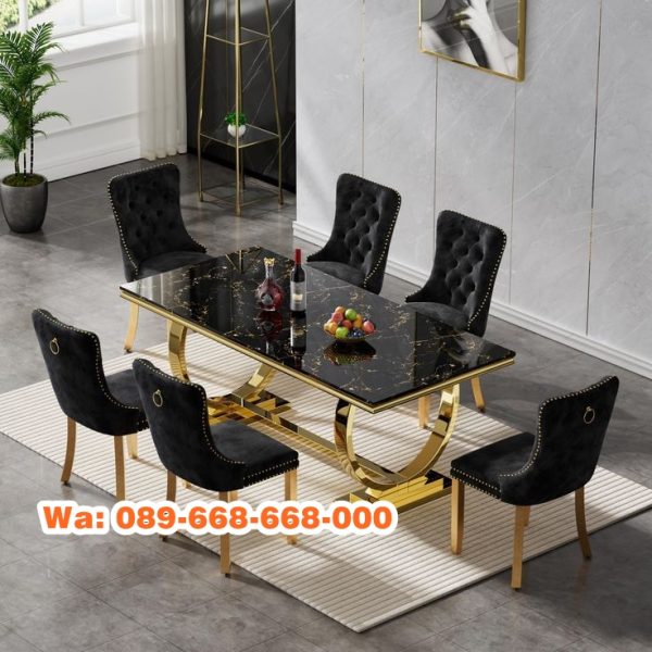 Meja Makan Emas Gold