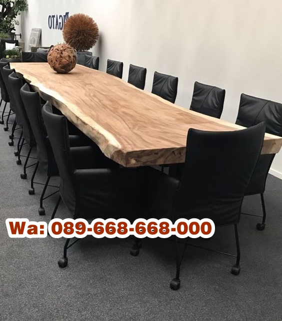 Meja Panjang Trembesi Kaki Besi