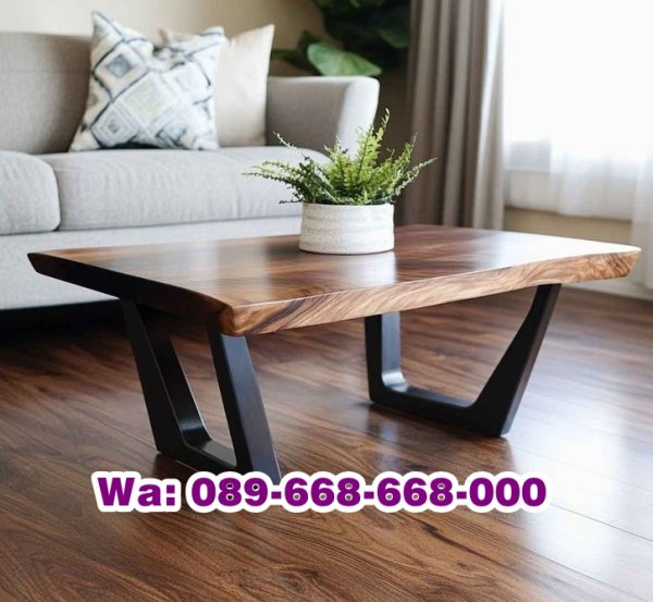 Meja Tamu Kayu Jati Kaki Besi