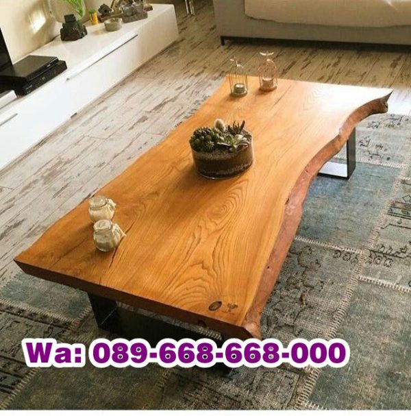 Meja Tamu Kayu Utuh Kaki Besi