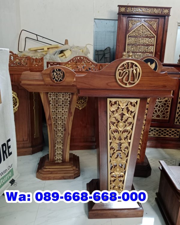 Podium Modern Kayu Jati Minimalis