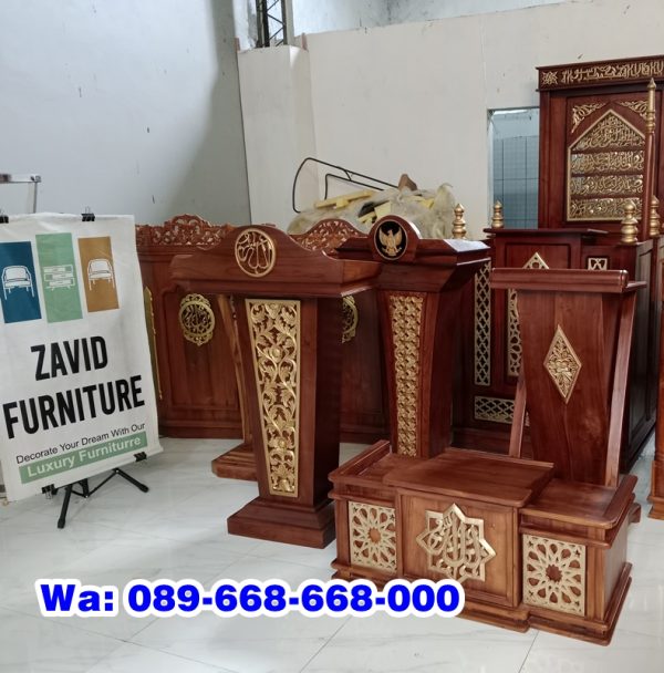 Realpict Mimbar Kayu Jati Alami