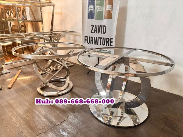 Kaki Meja Makan Stainless Bundar Bahan Steel