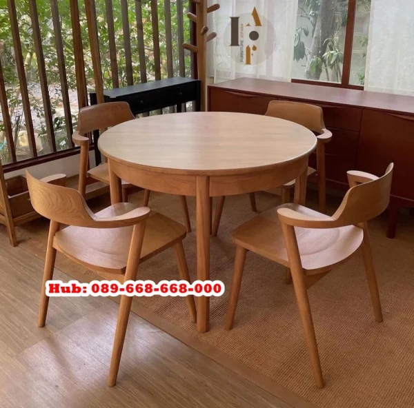 Meja Kayu Jati Minimalis Bulat