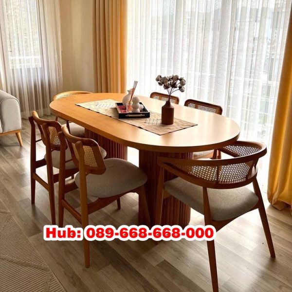 Meja Kayu Jati Oval Bogor