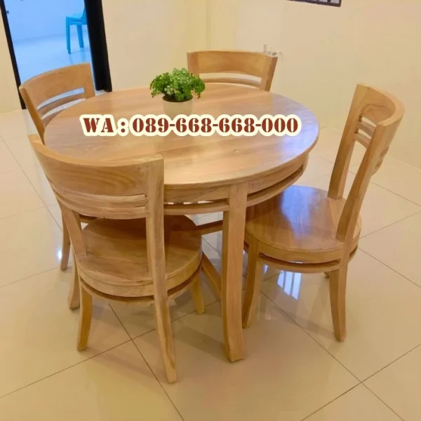 Meja Makan Bulat Jati Modern