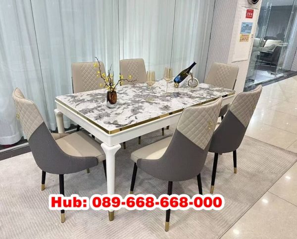 Meja Makan Granit Putih