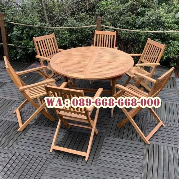 Meja Makan Jati Bulat Elegan Madiun