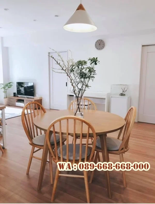 Meja Makan Kayu Jati Bulat Minimalis Wonogiri