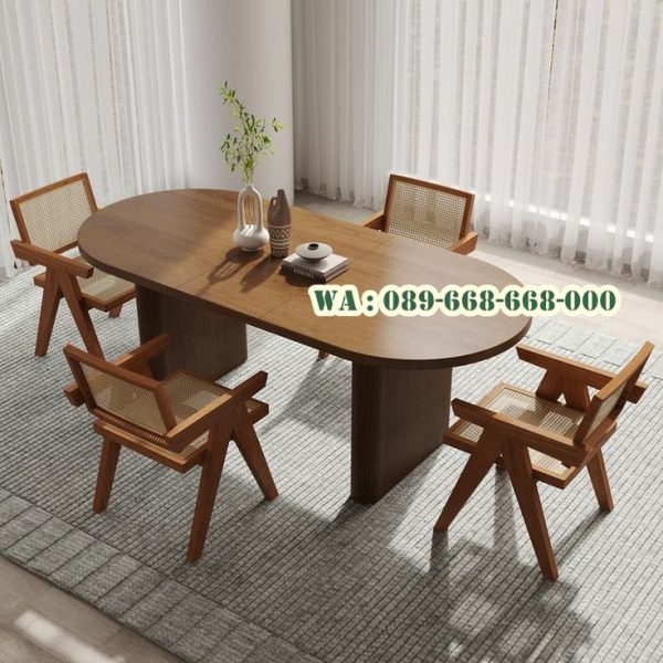 Meja Makan Oval Jati Kota Ngawi