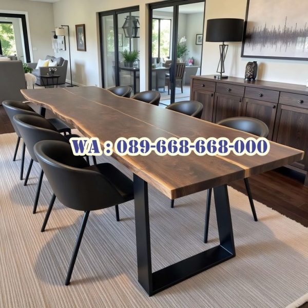 Meja Meeting Trembesi Kaki Stainless Magetan