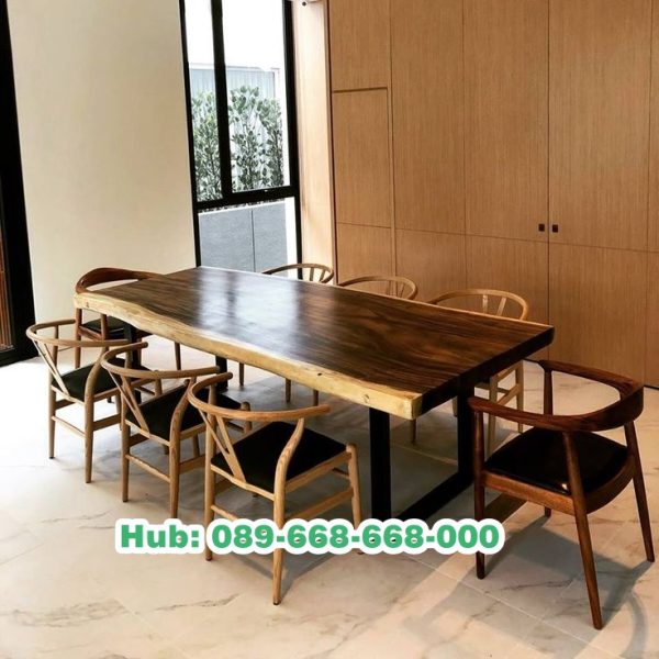 Meja Trembesi Kaki Besi Bogor