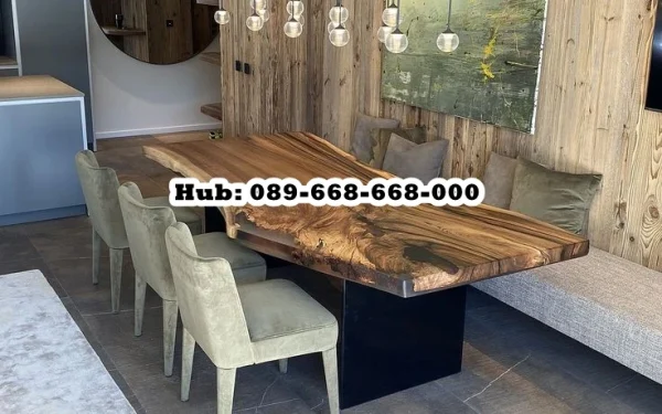 Meja Trembesi Serat Unik Tanpa Sambungan