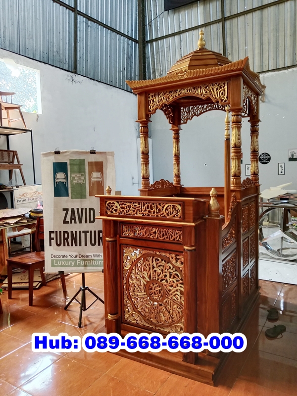 Mimbar Masjid Kubah Kayu Jati Mewah