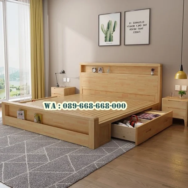 Tempat Tidur Kayu Jati Utuh Modern Wonosobo
