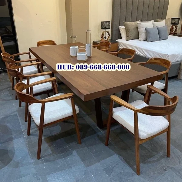 Meja Kayu Utuh Trembesi 8 Kursi