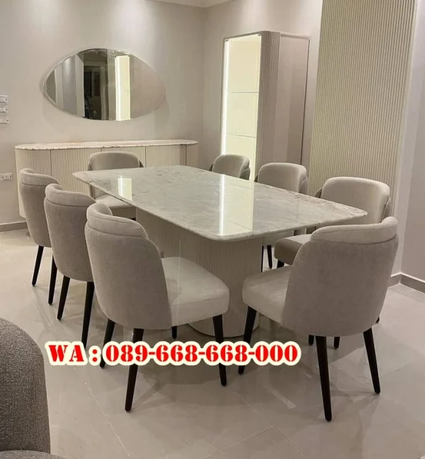 Meja Makan Granit Putih Minimalis