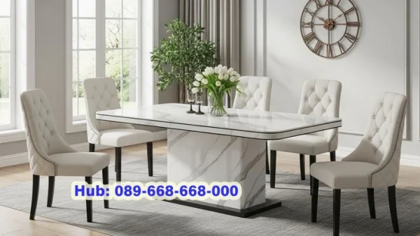 Meja Makan Motif Marmer