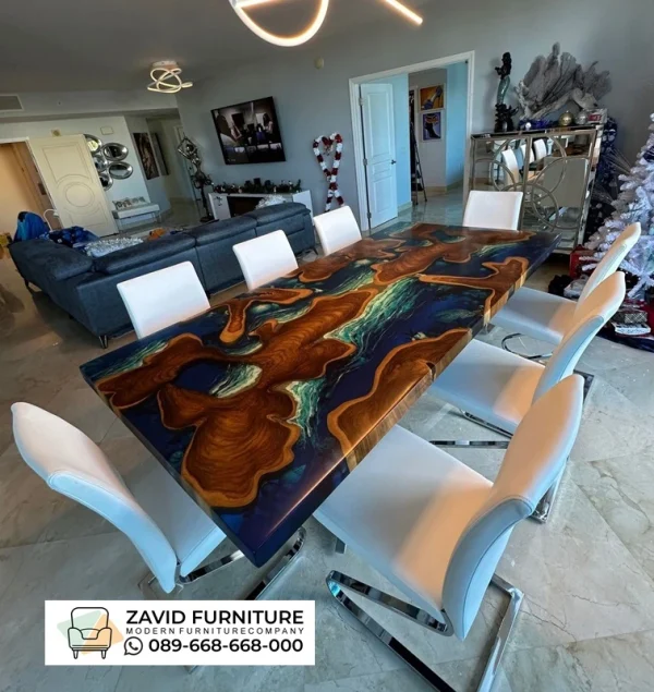 Meja Resin Kayu Jati Modern