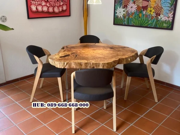 Meja Trembesi Solid 4 Kursi Set