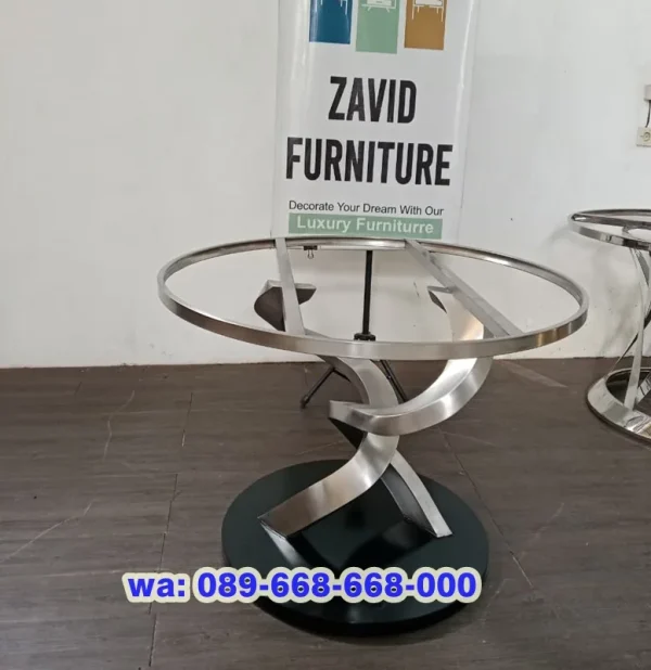Kaki Meja Bulat Stainless Silver
