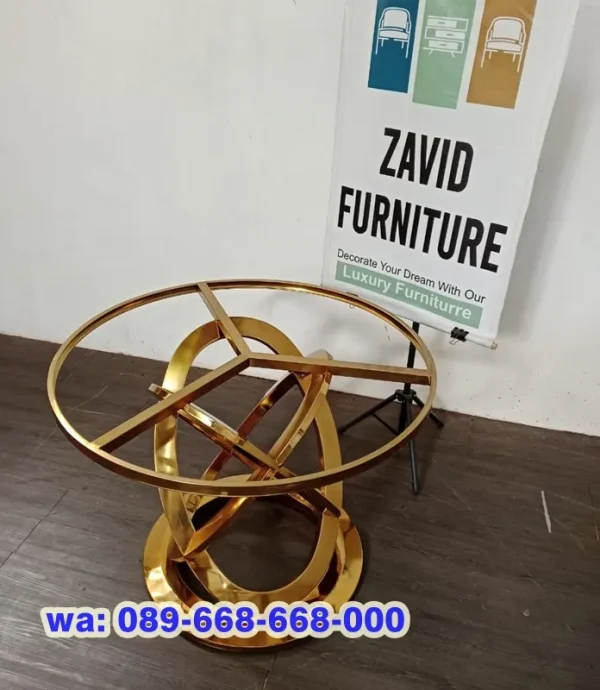 Kaki Meja Stainless Bulat Mewah