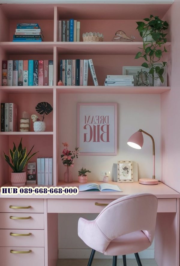 Meja Belajar Terbaru Warna Pink
