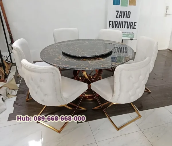 Meja Makan Marmer 6 Kursi Informa