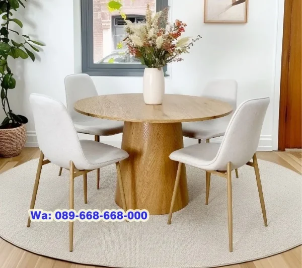 Meja Kayu Jati Bulat