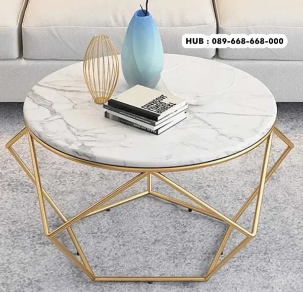 Coffe Table Marmer Kaki Stainless Steel