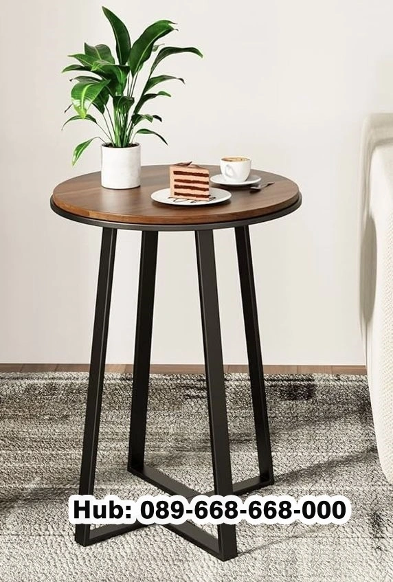 Meja Sudut Kayu Kaki Besi