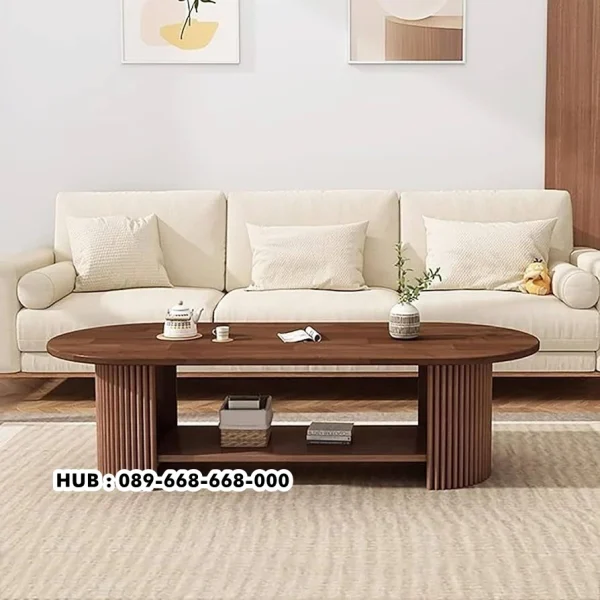 Meja Tamu Kayu Jati Oval