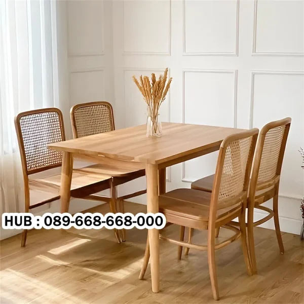 Set Meja Makan Kombinasi Rotan