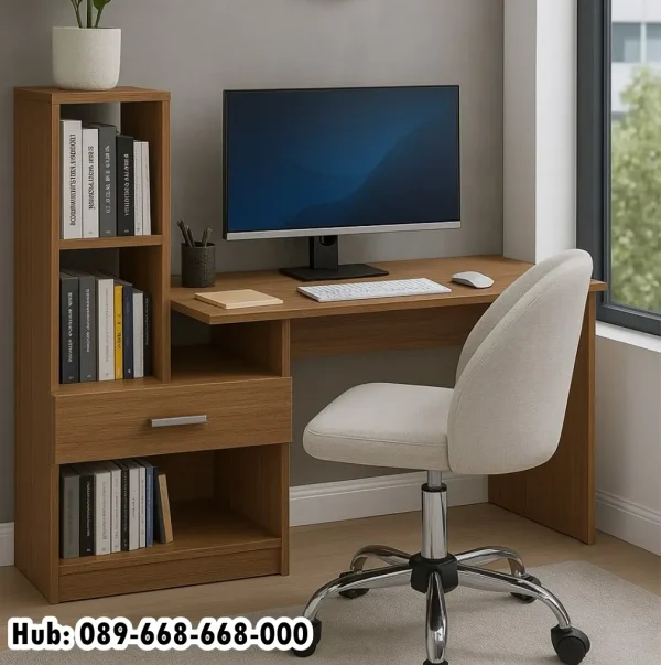 Jual Meja Belajar Desain Kombinasi Laci dan Rak Buku