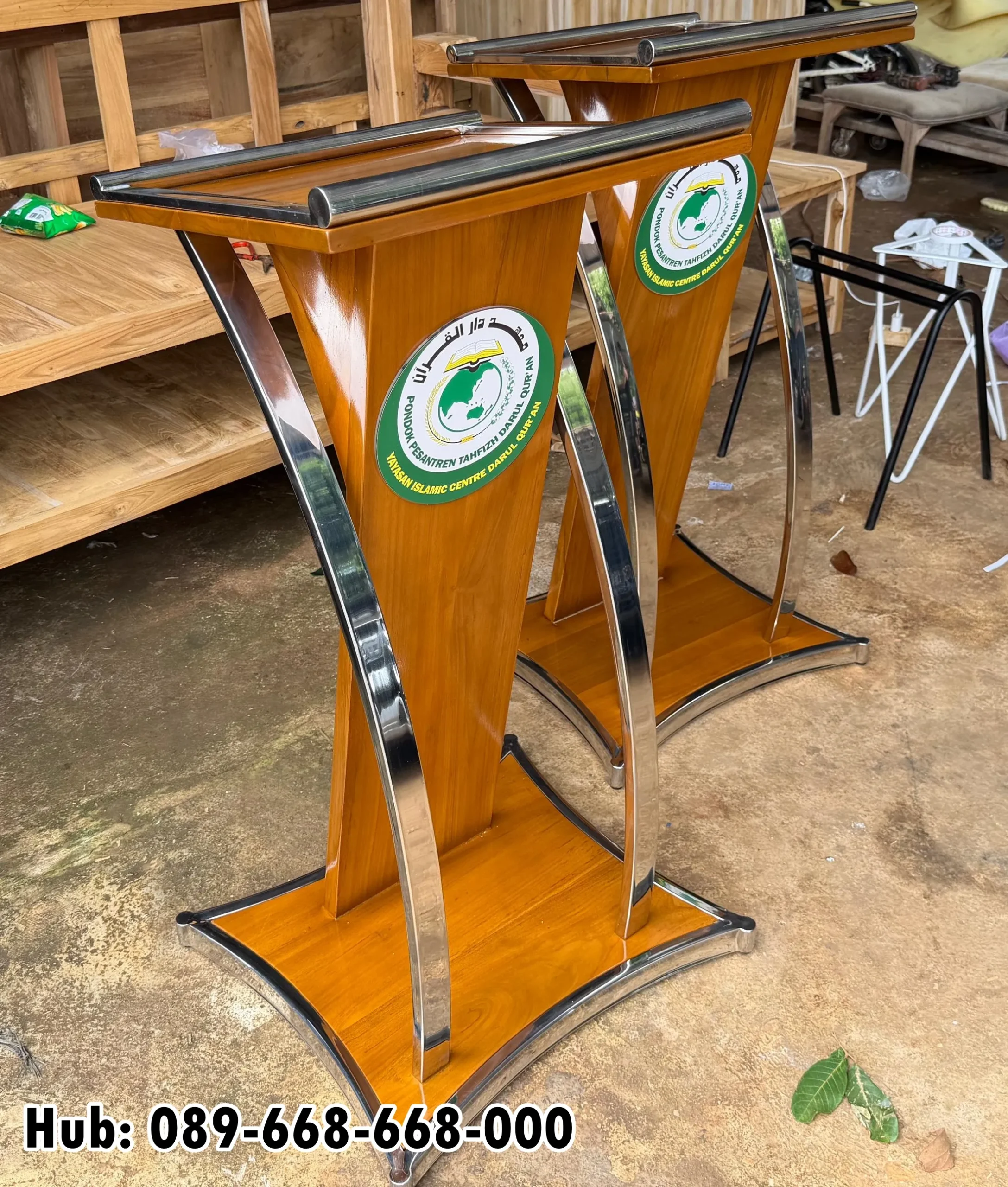 Jual Podium Stainless Kayu Jati Wonosobo - Image 2