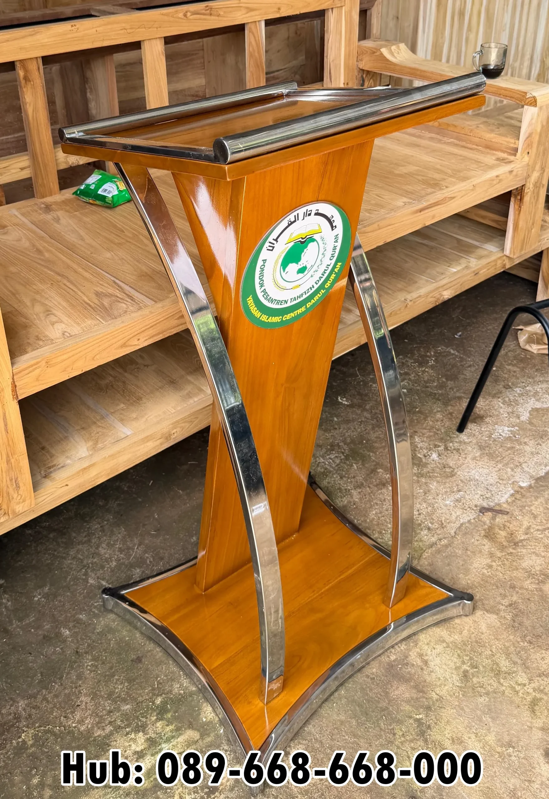 Jual Podium Stainless Kayu Jati Wonosobo