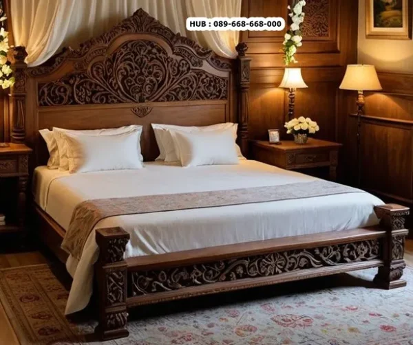 Jual Tempat Tidur Kota Lamongan Kayu Jati Ukir Klasik
