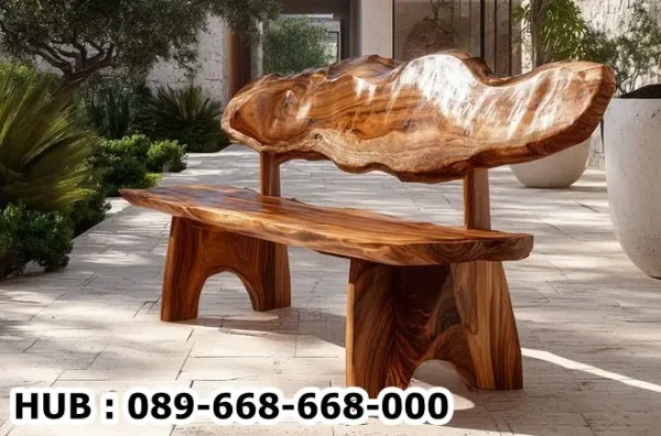 Bangku Kayu Trembesi Kursi Gelombang