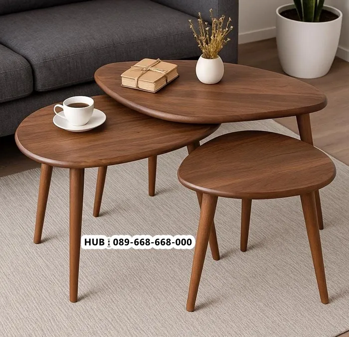 Coffe Table Kayu Jati 3 Meja