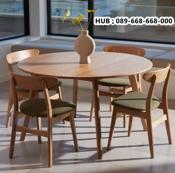 Jual Meja Makan Bundar Kayu Jati Asli