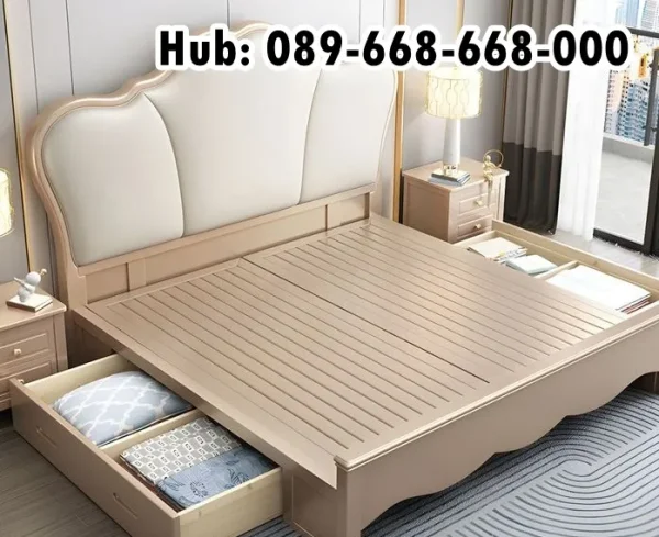 Jual Tempat Tidur Laci Material Kayu Jati Solid