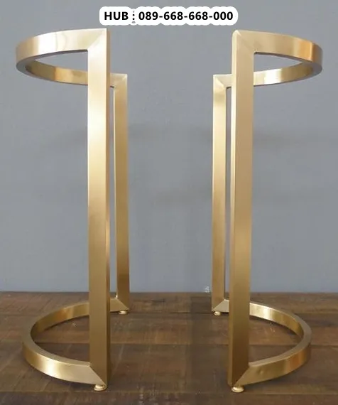 Kaki Meja Stainless Gold Bundar